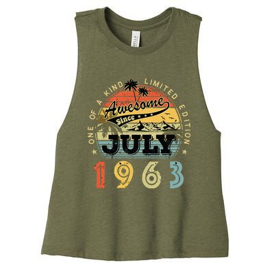 Awesome Since July 1963 Vintage 60th Birthday 60 Years Old Women's Racerback Cropped Tank