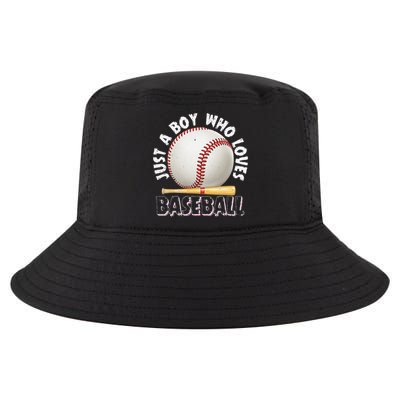 American Sport Just A Boy Who Loves Baseball Gifts For Cool Comfort Performance Bucket Hat