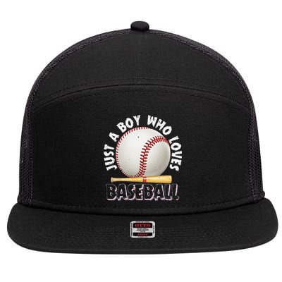 American Sport Just A Boy Who Loves Baseball Gifts For 7 Panel Mesh Trucker Snapback Hat