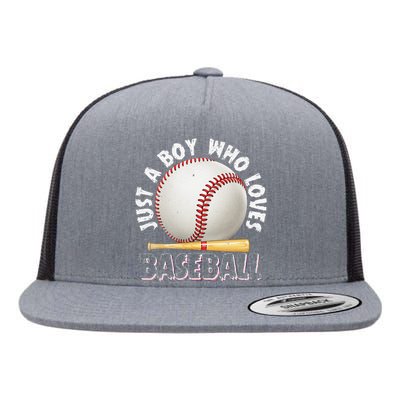 American Sport Just A Boy Who Loves Baseball Gifts For Flat Bill Trucker Hat