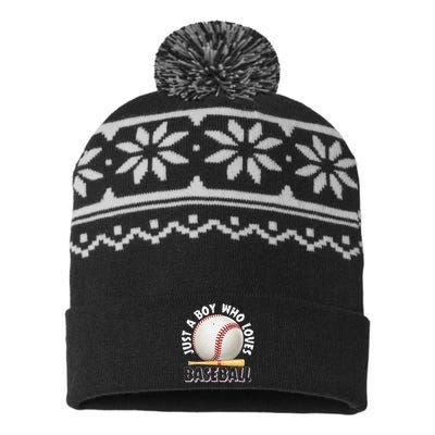 American Sport Just A Boy Who Loves Baseball Gifts For USA-Made Snowflake Beanie