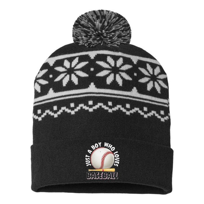 American Sport Just A Boy Who Loves Baseball Gifts For USA-Made Snowflake Beanie