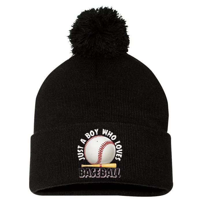 American Sport Just A Boy Who Loves Baseball Gifts For Pom Pom 12in Knit Beanie