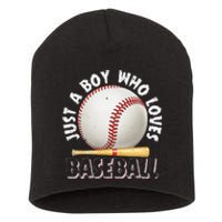 American Sport Just A Boy Who Loves Baseball Gifts For Short Acrylic Beanie