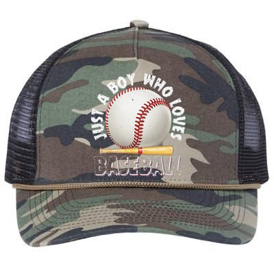 American Sport Just A Boy Who Loves Baseball Gifts For Retro Rope Trucker Hat Cap