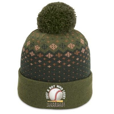 American Sport Just A Boy Who Loves Baseball Gifts For The Baniff Cuffed Pom Beanie