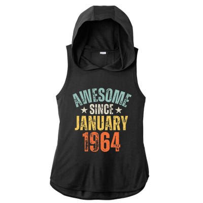 Awesome Since January 1964 60 Years Old 60th Birthday Ladies PosiCharge Tri-Blend Wicking Draft Hoodie Tank