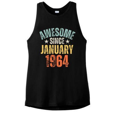 Awesome Since January 1964 60 Years Old 60th Birthday Ladies PosiCharge Tri-Blend Wicking Tank