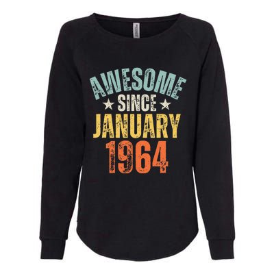 Awesome Since January 1964 60 Years Old 60th Birthday Womens California Wash Sweatshirt