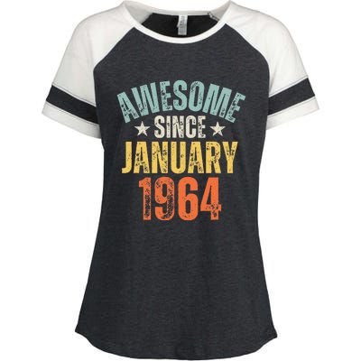 Awesome Since January 1964 60 Years Old 60th Birthday Enza Ladies Jersey Colorblock Tee