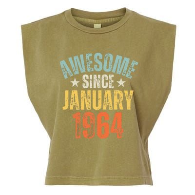 Awesome Since January 1964 60 Years Old 60th Birthday Garment-Dyed Women's Muscle Tee