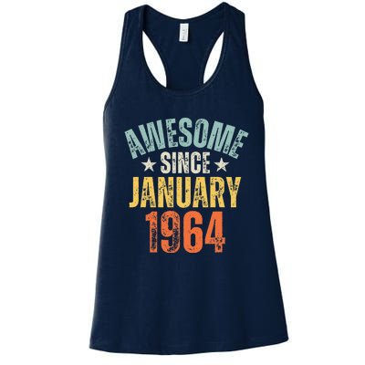 Awesome Since January 1964 60 Years Old 60th Birthday Women's Racerback Tank