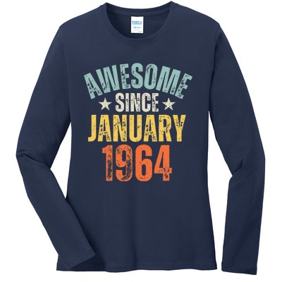 Awesome Since January 1964 60 Years Old 60th Birthday Ladies Long Sleeve Shirt