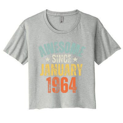 Awesome Since January 1964 60 Years Old 60th Birthday Women's Crop Top Tee