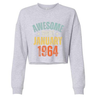 Awesome Since January 1964 60 Years Old 60th Birthday Cropped Pullover Crew