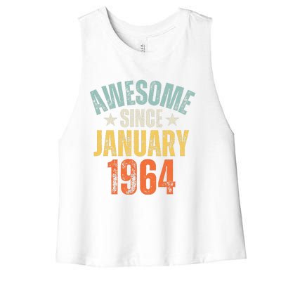 Awesome Since January 1964 60 Years Old 60th Birthday Women's Racerback Cropped Tank