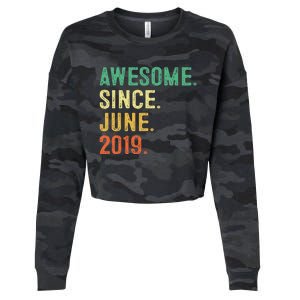 Awesome Since June 2019 4th Birthday Gift 4 Year Old Cropped Pullover Crew