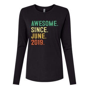 Awesome Since June 2019 4th Birthday Gift 4 Year Old Womens Cotton Relaxed Long Sleeve T-Shirt