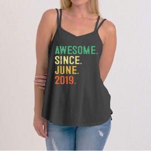 Awesome Since June 2019 4th Birthday Gift 4 Year Old Women's Strappy Tank