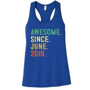 Awesome Since June 2019 4th Birthday Gift 4 Year Old Women's Racerback Tank