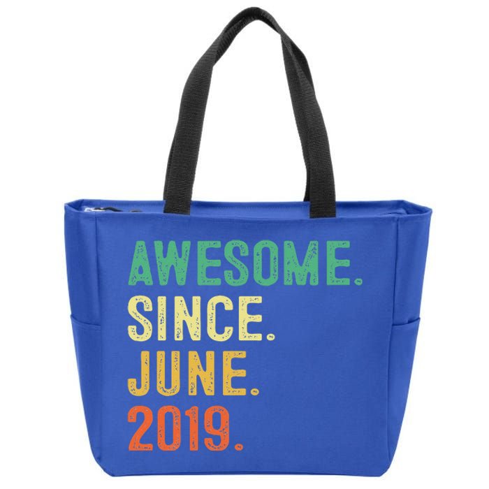 Awesome Since June 2019 4th Birthday Gift 4 Year Old Zip Tote Bag