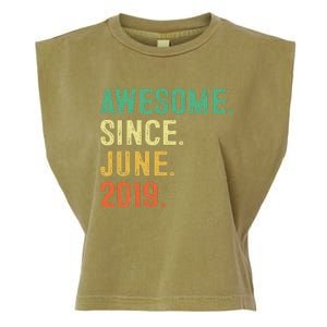 Awesome Since June 2019 4th Birthday Gift 4 Year Old Garment-Dyed Women's Muscle Tee