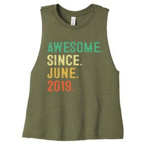 Awesome Since June 2019 4th Birthday Gift 4 Year Old Women's Racerback Cropped Tank