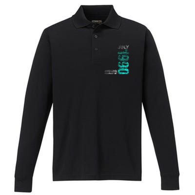 Awesome Since July 1990 33th Birthday Born 1990 Performance Long Sleeve Polo