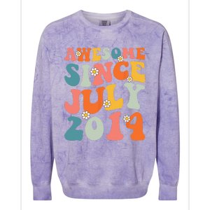 Awesome Since July 2014 Hippie Retro Groovy Birthday Colorblast Crewneck Sweatshirt