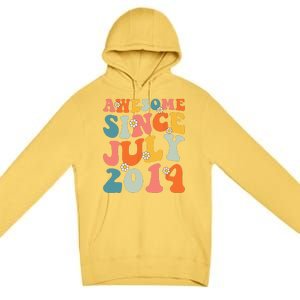 Awesome Since July 2014 Hippie Retro Groovy Birthday Premium Pullover Hoodie