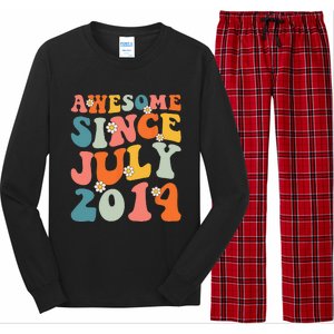 Awesome Since July 2014 Hippie Retro Groovy Birthday Long Sleeve Pajama Set