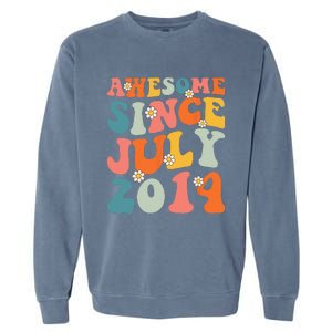 Awesome Since July 2014 Hippie Retro Groovy Birthday Garment-Dyed Sweatshirt