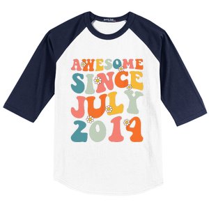 Awesome Since July 2014 Hippie Retro Groovy Birthday Baseball Sleeve Shirt