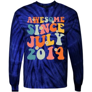 Awesome Since July 2014 Hippie Retro Groovy Birthday Tie-Dye Long Sleeve Shirt