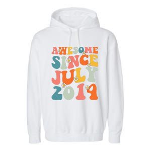 Awesome Since July 2014 Hippie Retro Groovy Birthday Garment-Dyed Fleece Hoodie