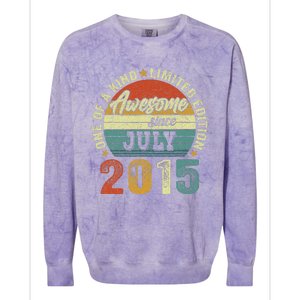 Awesome Since July 2015 8 Years Old 8th Birthday Gift Colorblast Crewneck Sweatshirt