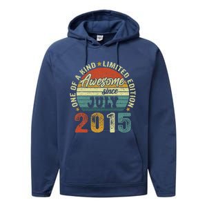 Awesome Since July 2015 8 Years Old 8th Birthday Gift Performance Fleece Hoodie