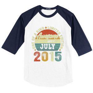 Awesome Since July 2015 8 Years Old 8th Birthday Gift Baseball Sleeve Shirt