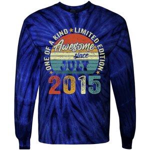 Awesome Since July 2015 8 Years Old 8th Birthday Gift Tie-Dye Long Sleeve Shirt