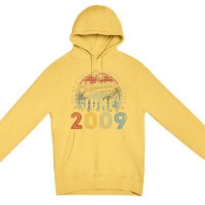 Awesome Since June 2009 Vintage 14th Birthday Party Retro Premium Pullover Hoodie