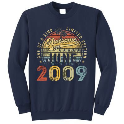 Awesome Since June 2009 Vintage 14th Birthday Party Retro Sweatshirt