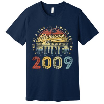 Awesome Since June 2009 Vintage 14th Birthday Party Retro Premium T-Shirt