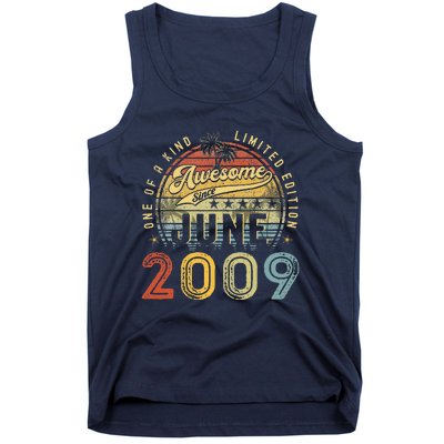 Awesome Since June 2009 Vintage 14th Birthday Party Retro Tank Top