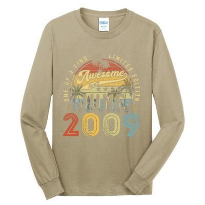 Awesome Since June 2009 Vintage 14th Birthday Party Retro Tall Long Sleeve T-Shirt