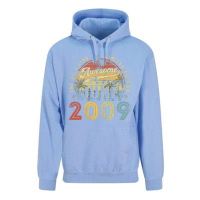 Awesome Since June 2009 Vintage 14th Birthday Party Retro Unisex Surf Hoodie