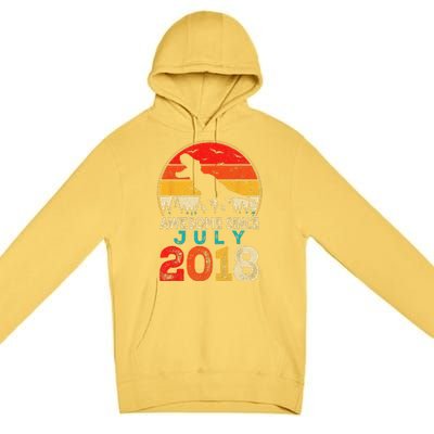 Awesome Since July 2018 5 Years Old 5th Birthday Dino Gift Premium Pullover Hoodie