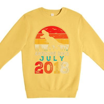 Awesome Since July 2018 5 Years Old 5th Birthday Dino Gift Premium Crewneck Sweatshirt