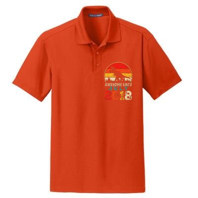 Awesome Since July 2018 5 Years Old 5th Birthday Dino Gift Dry Zone Grid Polo