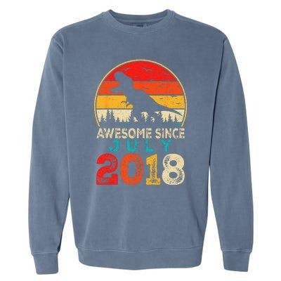 Awesome Since July 2018 5 Years Old 5th Birthday Dino Gift Garment-Dyed Sweatshirt