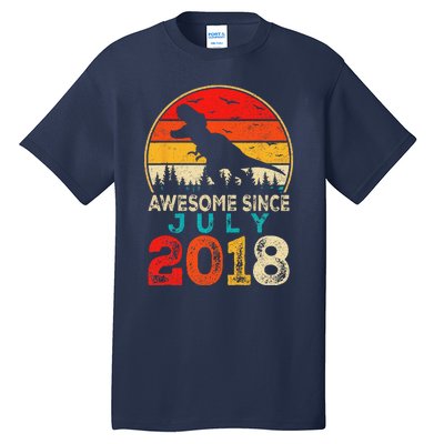 Awesome Since July 2018 5 Years Old 5th Birthday Dino Gift Tall T-Shirt